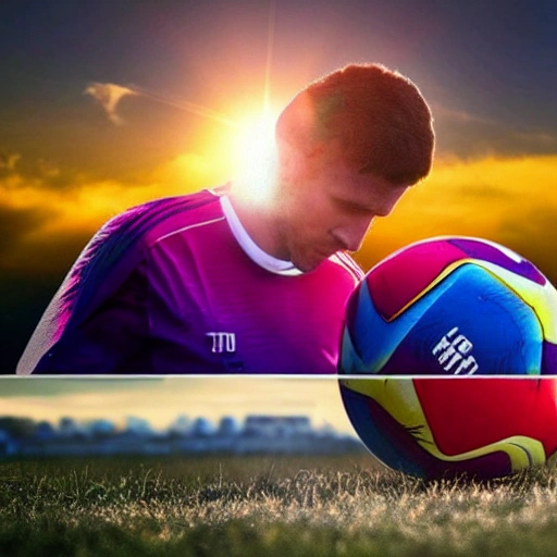 quiero una imagen de un futbolista que tenga un balon por cabeza y que esta cabeza tenga gafas de sol