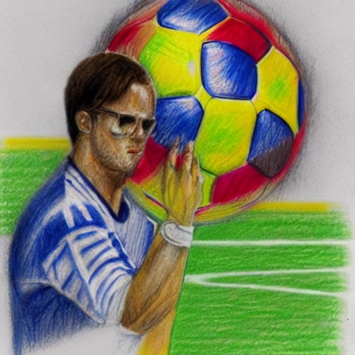 foto de futbolista cuya cabeza es un balon con gafas de sol
, Pencil Sketch