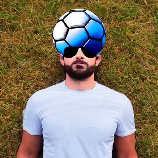 foto de futbolista cuya cabeza es un balon con gafas de sol
, Trippy