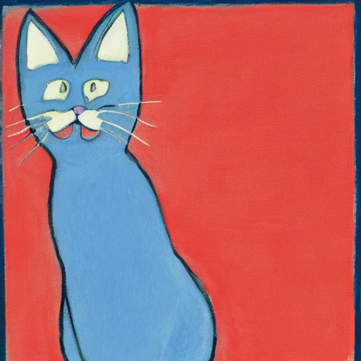 blue cat in a red short