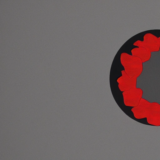 Generate a circular, red company logo based on the poppy flower.