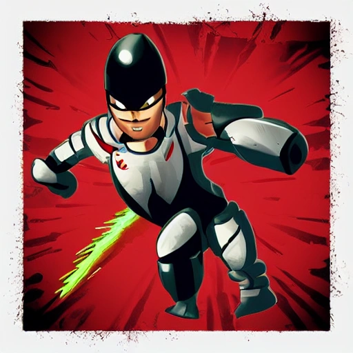 fight cyborg,rocket back,ninja style , 3D