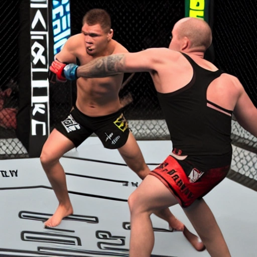 ufc fighter，6‘1 height，205lbs weight，80’ reach，he is a striker，killer，brutal crusher, Cartoon