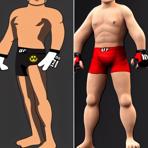 ufc fighter，6‘1 height，205lbs weight，80’ reach，he is a wrestler, Cartoon