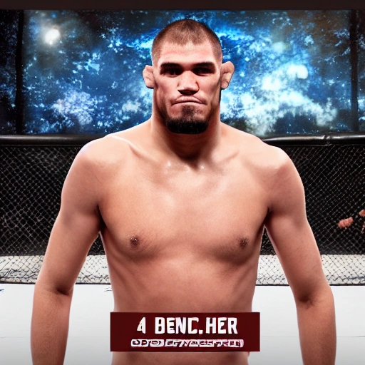 ufc fighter，6‘1 height，205lbs weight，80’ reach，he is a wrestler, Cartoon