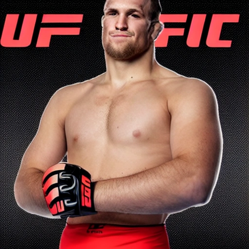 ufc fighter，6‘1 height，205lbs weight，80’ reach，he has mass muscle， he is a wrestler, Cartoon