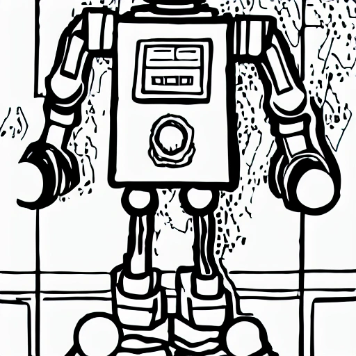 robot coloring book page , Cartoon - Arthub.ai