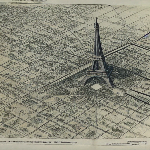 plan topographique et architecturale très détaillé de la tour Eiffel 