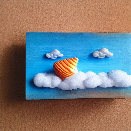 conch, 3D，dreamland，Clouds，woodcarving