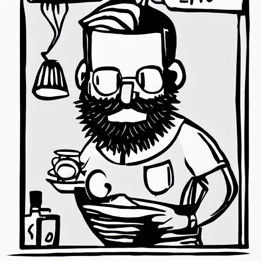 beard barista, Cartoon