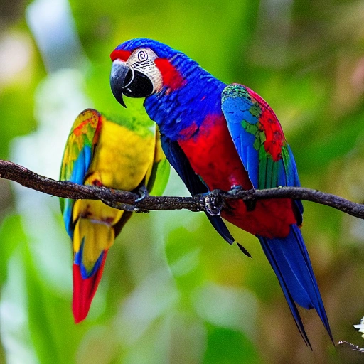 wamr colombian nature scene of a parrot a colibri and a condor