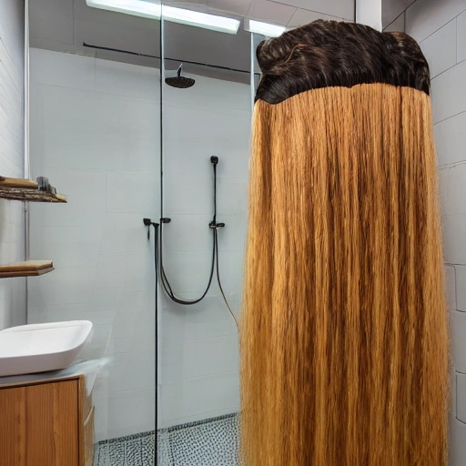 The wooden high school student who is taking a shower, with long hair and shoulders, is 1.7 meters tall