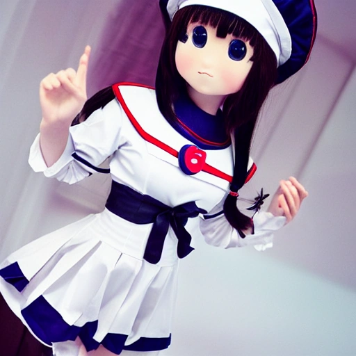 , 3D，Sailor suit, long hair, full body, knee length socks, lying on the side