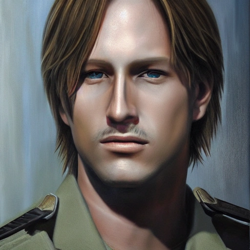 Photorealistic, 3D, Oil Painting, Leon s. Kennedy with police suit, from Argentina