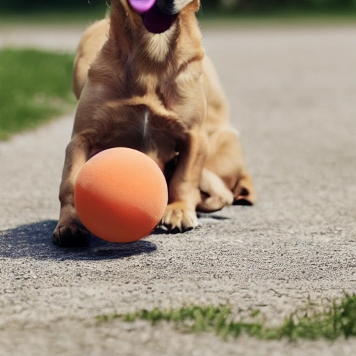 The dog is playing with a ball