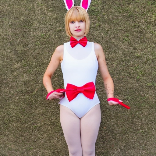 snap shot,Bunny girl,leather leotard,white rabbit ears,red bow tie,to serve customers,bar,short hair