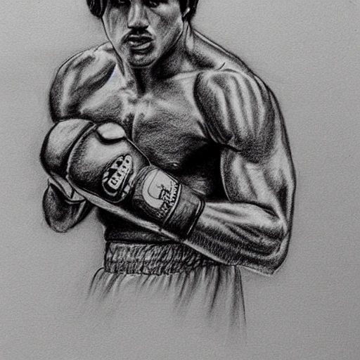 boxeador Rocky Balboa art, Pencil Sketch