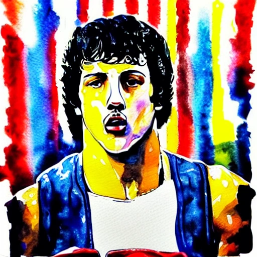 boxeador Rocky Balboa art, Water Color