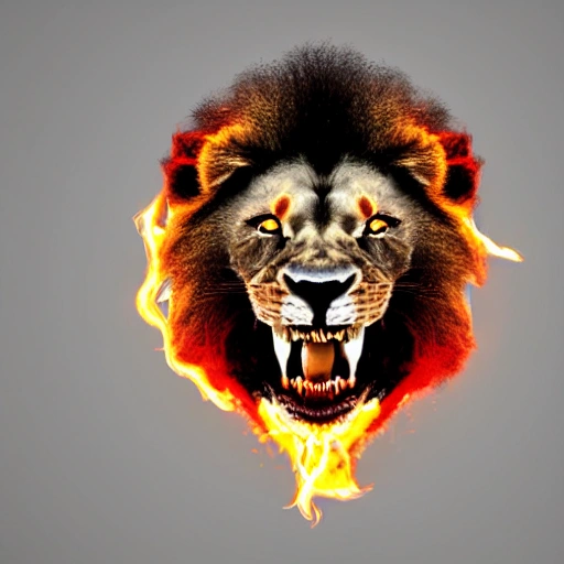 lion_warrior_logo_fire_smoke_rage, 3D