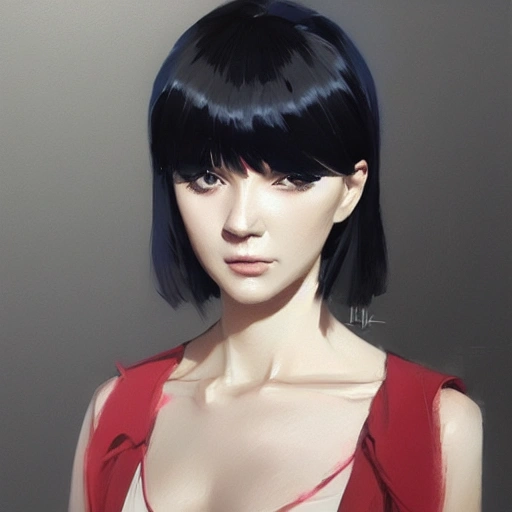 chica elegante en traje urbano, linda cara fina, ojos redondeados, pintura digital, fan art, pixiv, por Ilya Kuvshinov, katsuhiro otomo ghost-in-the-shell, artgerm, Jeremy Lipkin y Michael Garmash y Rob Rey, 3D, Pencil Sketch, 3D