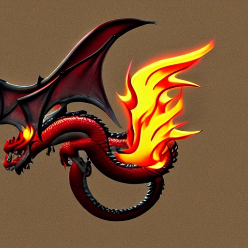 dragon_ oriental_warrior_logo_fire_smoke_rage, 3D