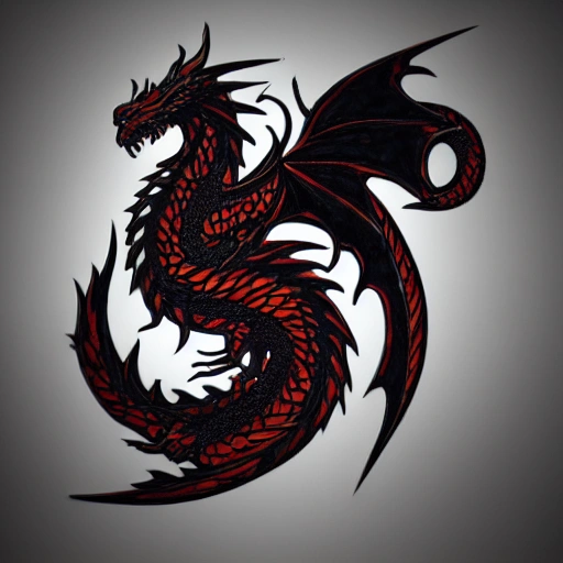 dragon_ oriental_warrior_logo_fire_smoke_rage, 3D