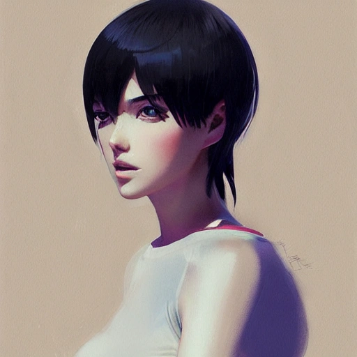 elegant girl in urban outfit, cute fine face, rounded eyes, digital painting, fan art, pixiv, by Ilya Kuvshinov, katsuhiro otomo ghost-in-the-shell, magali villeneuve, artgerm, Jeremy Lipkin and Michael Garmash and Rob Rey