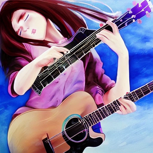 withLora(90sv1.3RW,1.25), (masterpiece, better quality, best quality, ultra-detailed), (girl playing guitar), anime  