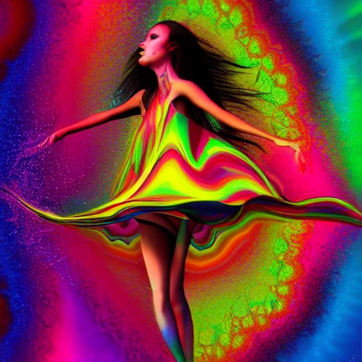 woman dancing psychedelic dripping melting colors, covering her clothes, nachos art aesthetic, mind-bending digital art, scary color art in 4 k, stunning digital illustration, unreal engine 5 , photo-realistic
, psychedelic vibrant colors, society saturated colors, bold psychedelic colors, smooth digital artwork, psychedelic artwork, psychedelic digital art, cold colors. insanely detailed

, 3D