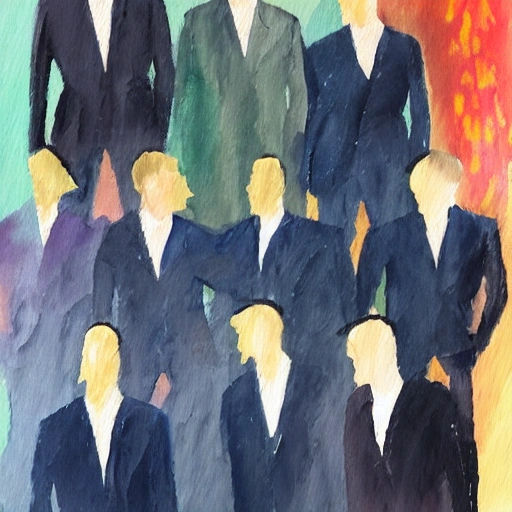 Men in suits and jackets, Oil Painting, Water Color