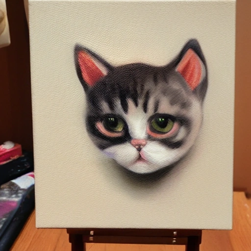 Cat chibi, 3D, Oil Painting, Cartoon