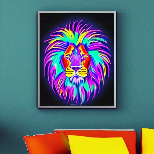 lion of neon, Cartoon, 3D
