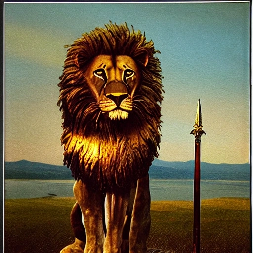 Sword with a lion's art handle, Renaissance, Digital Art, Bokeh, Utopian, Autochrome, Sunrise width: 1080 height: 1080