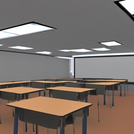a classroom ,sunrise,,style 3D