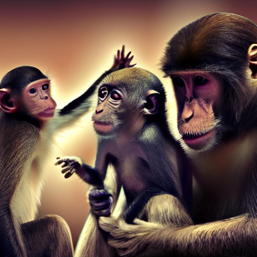 monkey is arguing with human on digital background