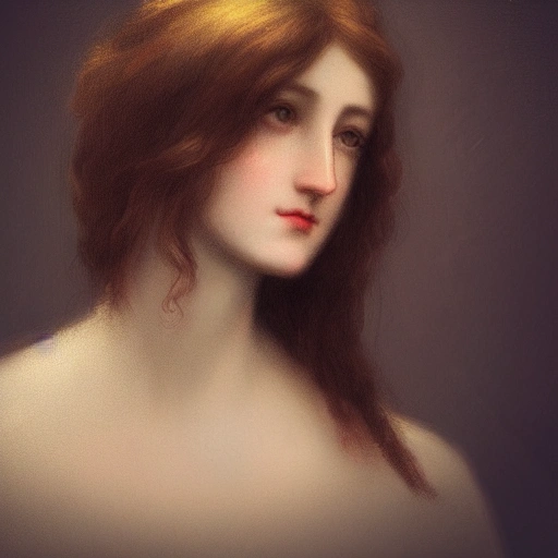  Romanticism beautiful cute,cinematic lighting,trending on artstation,trending on artstation,trending on artstation female, whimsically designed pre-raphaelite portrait of a beautifull woman side view --ar 3:4 , Cartoon