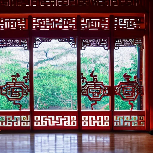 An ancient Hui-style Chinese academy is built in a modern style, with oversized French Windows, bookshelves and chairs. Style of photography. Hyperdetail. 4k.