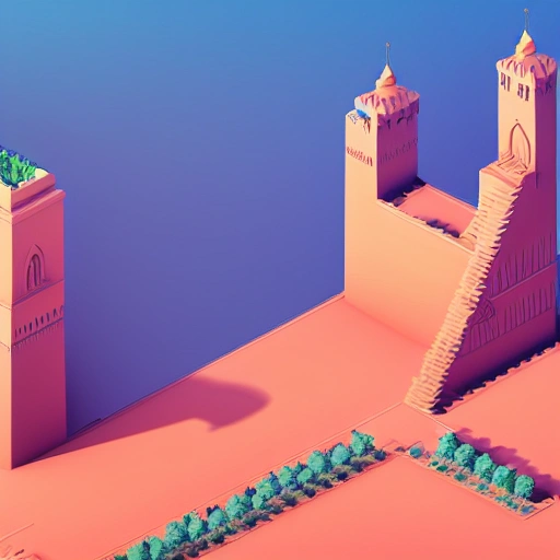 a low poly isometric render of saudi arabia in the style of monument valley, floral!, intricate, elegant, smooth shading, soft lighting, illustration, simple, solid shapes, by magali villeneuve, jeremy lipkin and michael garmash, rob rey and kentaro miura style, octane render 