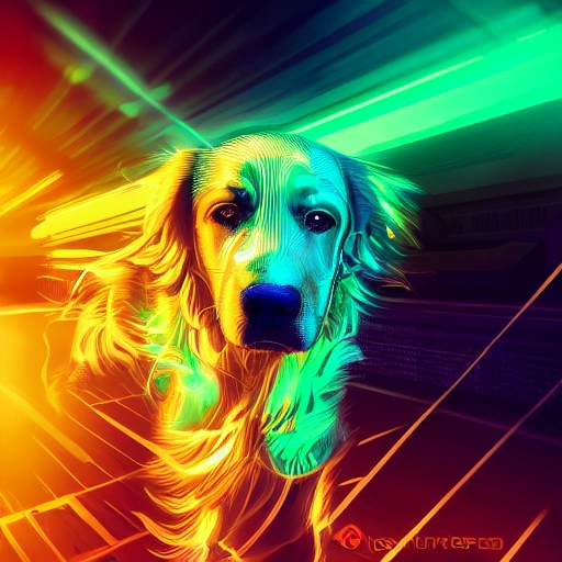  a lovely cyberpunk golden retriever, blue and green color scheme, high profile lighting, digital art, highly detailed, fine, complex, gorgeous, complex, 3D,{"Img Width": 750,
"Img Height": 1624}