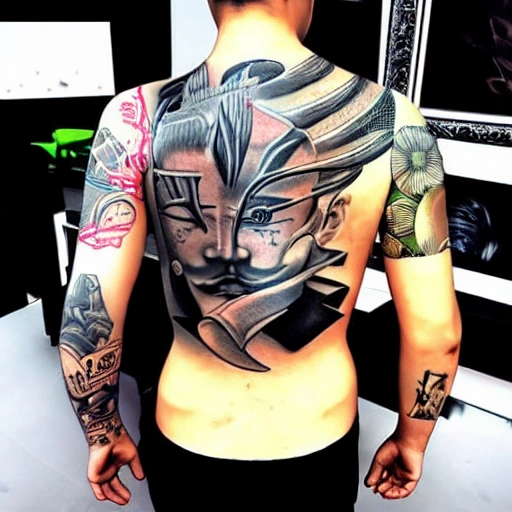 3d tattooed yakuza character, 3D