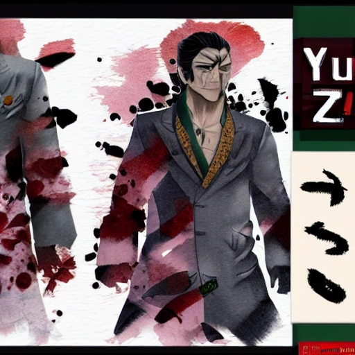  yakuza character, 3D, , Water Color