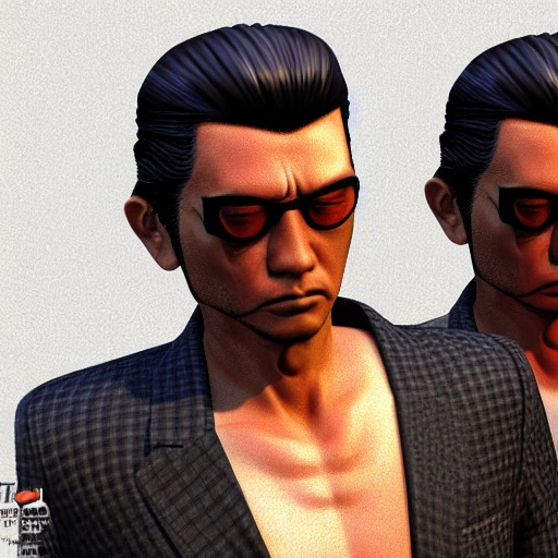  yakuza character, 3D, , Trippy