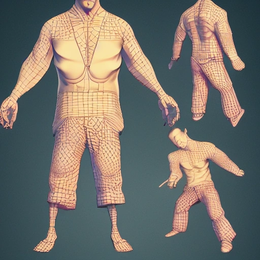  yakuza character, 3D,  Trippy