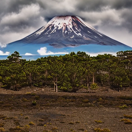 Araucarias volcanos snow clouds