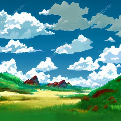 Cartoon terrain landscape in Buryatia like Hayao Miyazaki - Arthub.ai