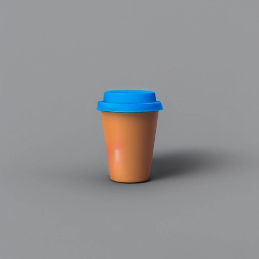 Tiny cute isometric porcelain cup of coffee, soft smooth lighting, with soft colors, 100mm lens, 3d blender render, trending on polycount, modular constructivism, blue background, physically based rendering, centered.