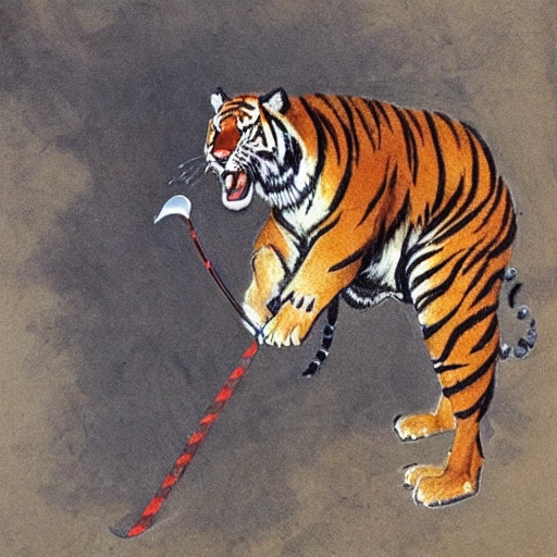 tiger with swords