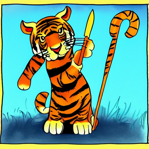 tiger with swords, Cartoon