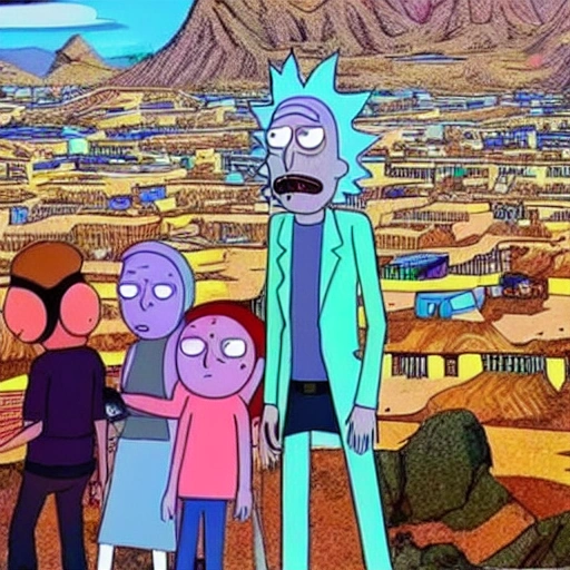 rick and morty visit La Paz city in Bolivia, Trippy