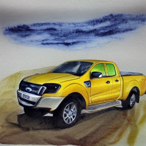 ford ranger; mountain; clouds, 3D, Water Color, Pencil Sketch